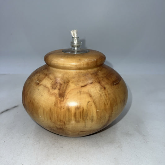 VTG Burl Wood Oil Lamp Diffuser Hand Turned Wooden Vase Signed Dan Morris