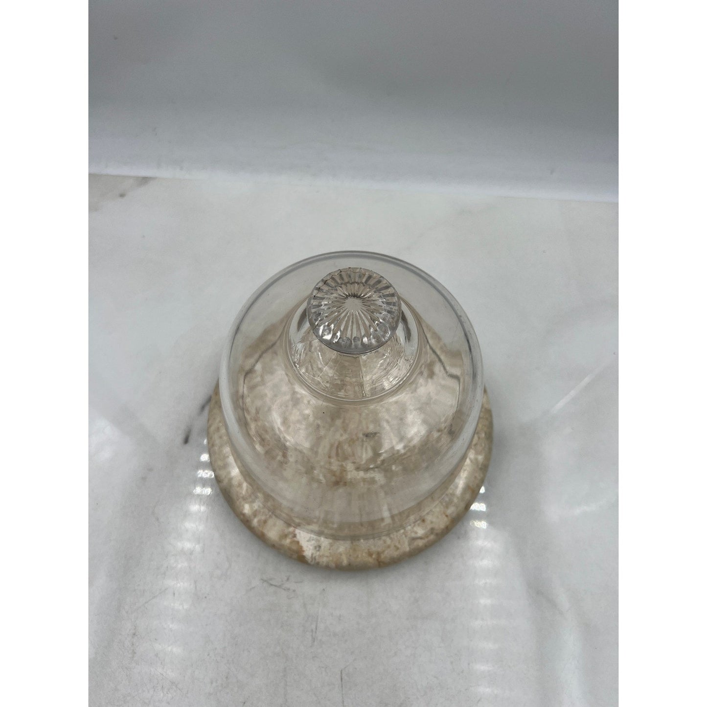 VTG Marble Base Glass Cloche Dome Cover Display Server Tray