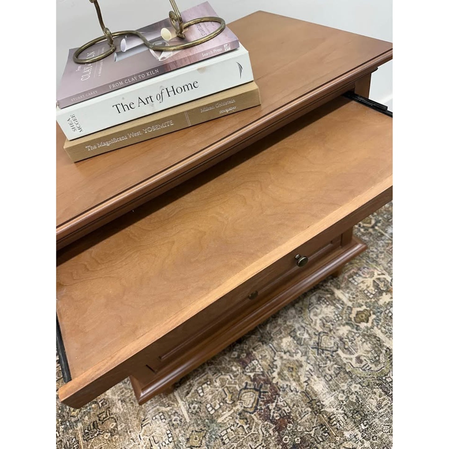 Dominic 3 Drawer Nightstand Seadrift Stain Built-In Outlets Wood