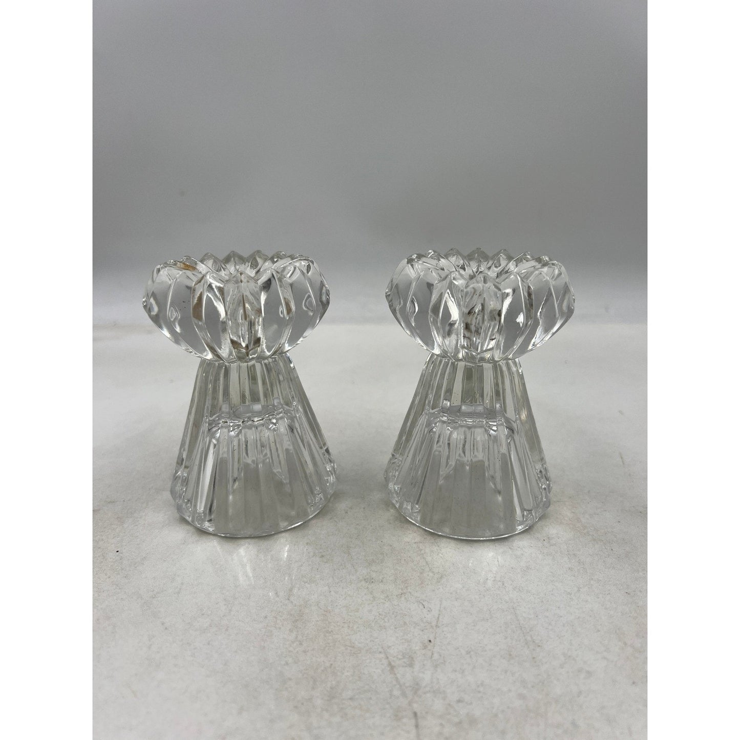 Mikasa Diamond Fire Crystal Candle Holders WY247 339 Pair Elegant