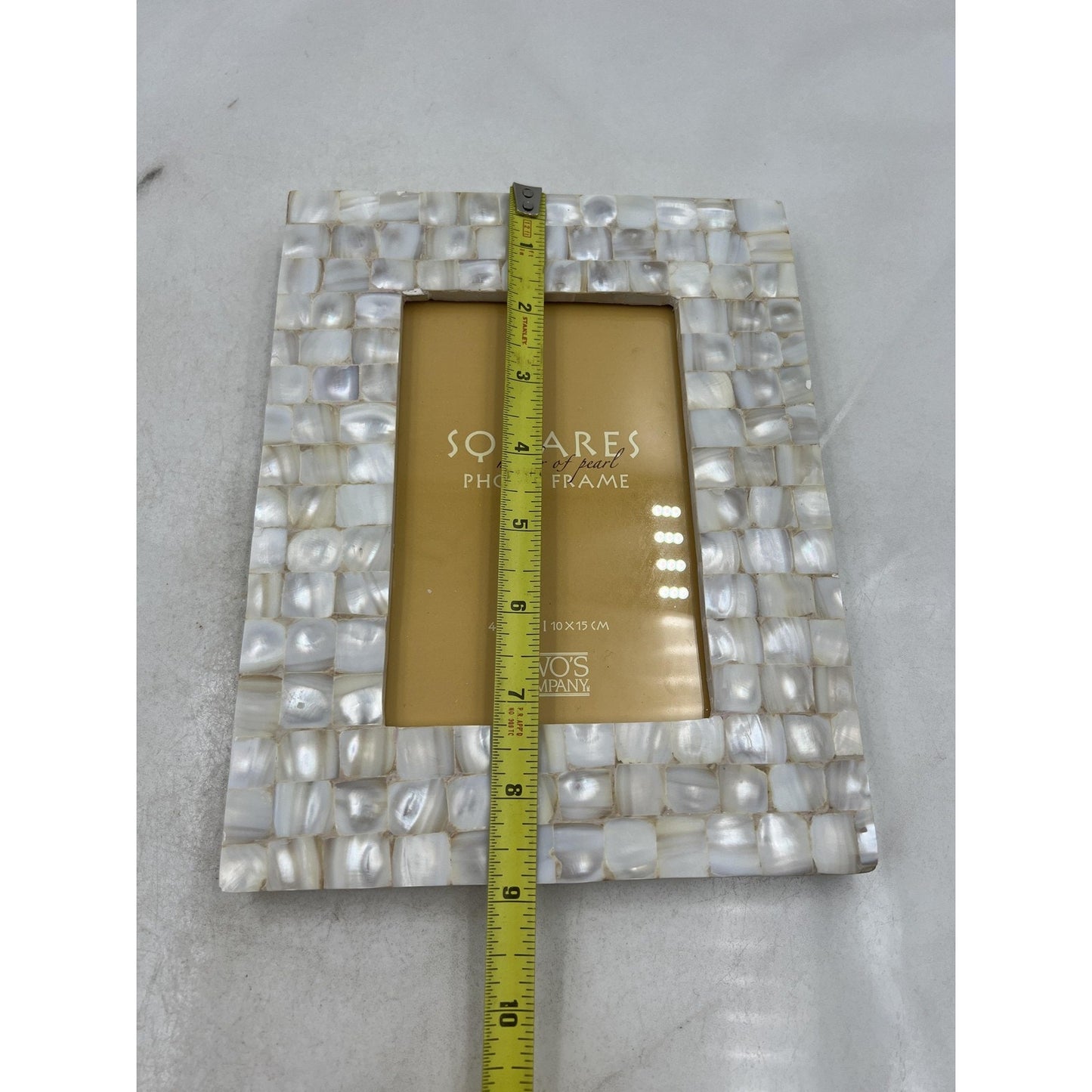 Two's Company Squares Mother of Pearl 4x6 Photo Frame Tabletop Decor