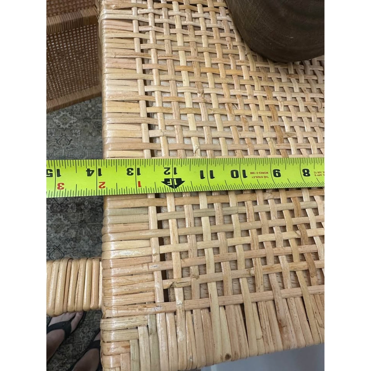 Natural Rattan Storage Cabinet - 3-Tier Handwoven Wicker Accent Cabinet Double Doors Elevated Base