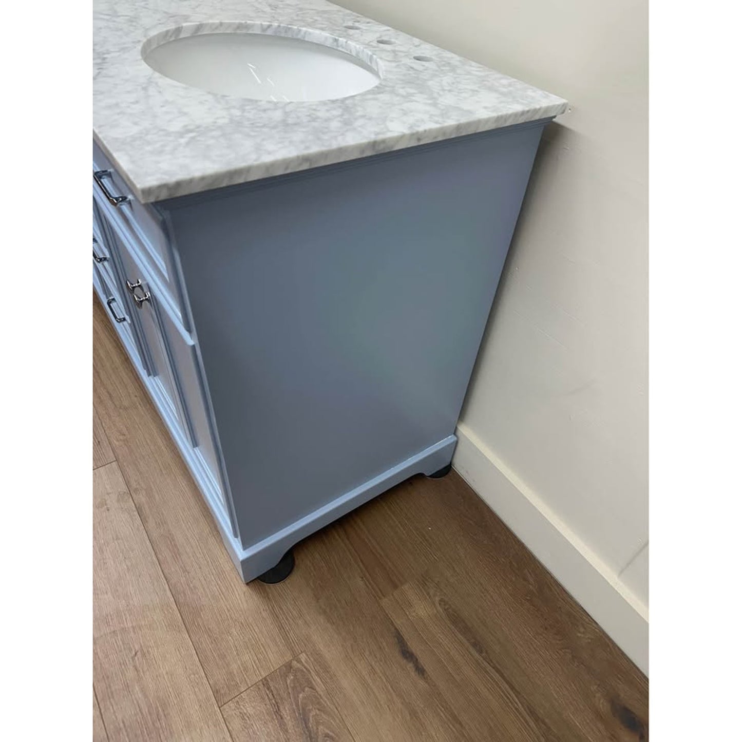 Ronnie 60'' Double Bathroom Light Blue Vanity with Marble Top Birch Lane
