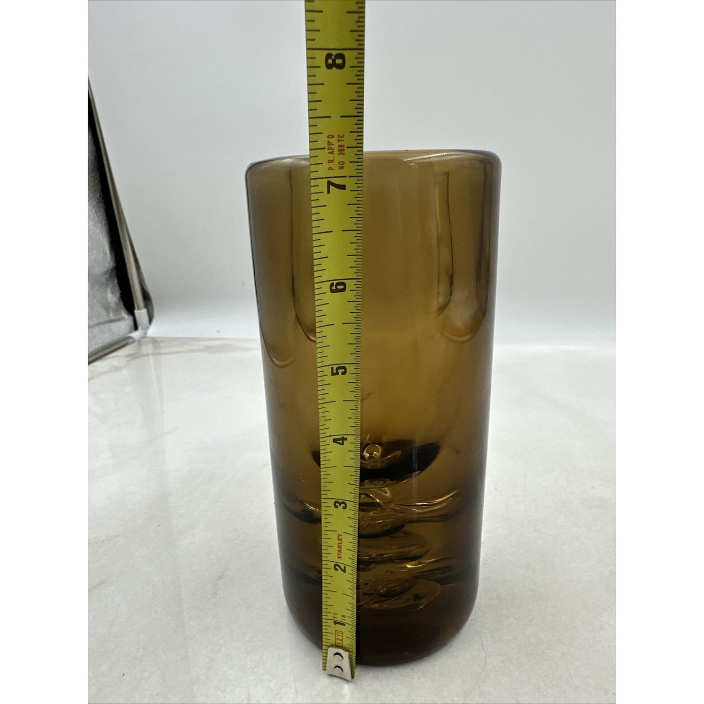 Jan Beranek Skrdlovice Amber Glass Vase MCM Hand-Blown Smoked Murine Detailing