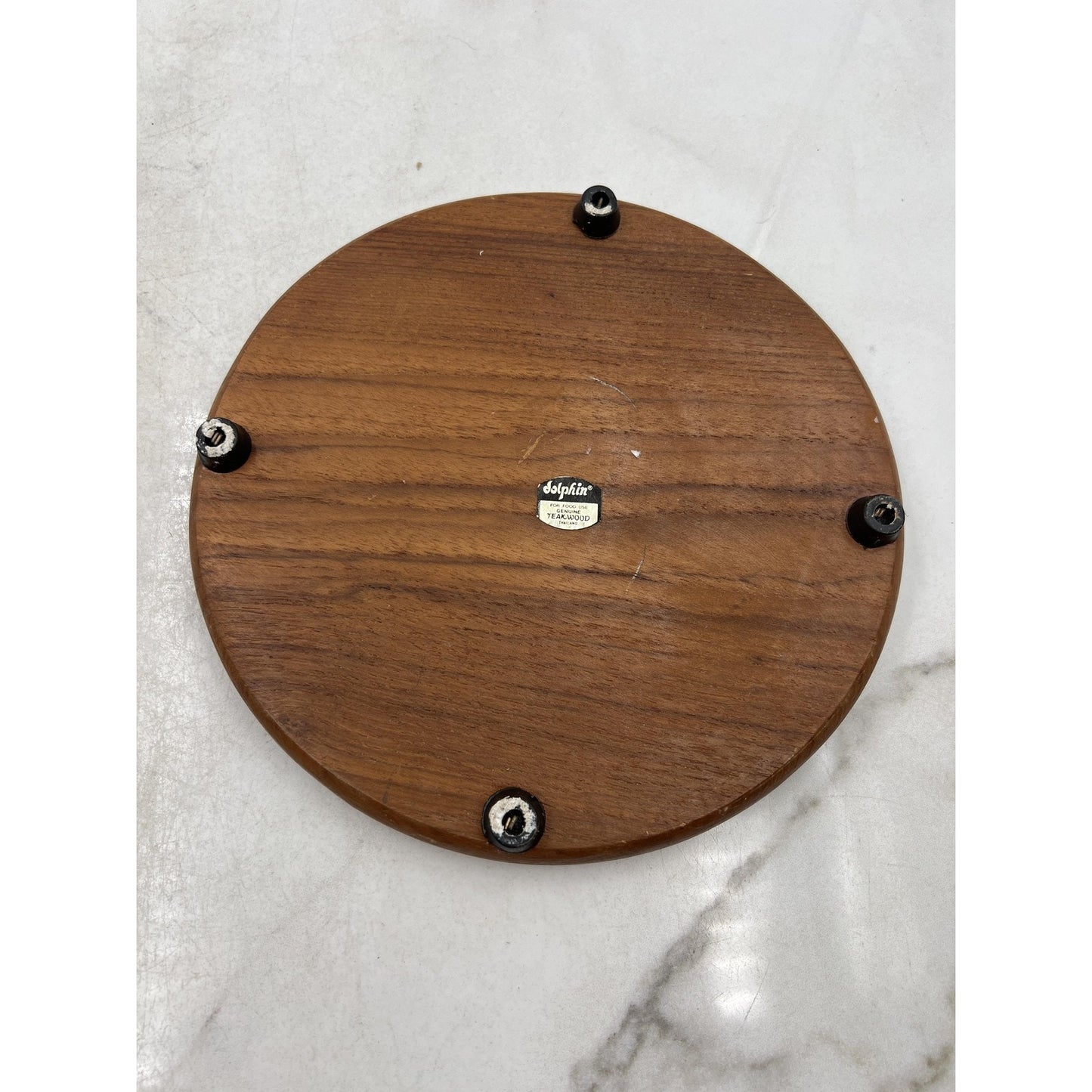 Vintage Dolphin Teakwood Cheese Board Glass Dome Cover Mid Century Modern 8 Inch