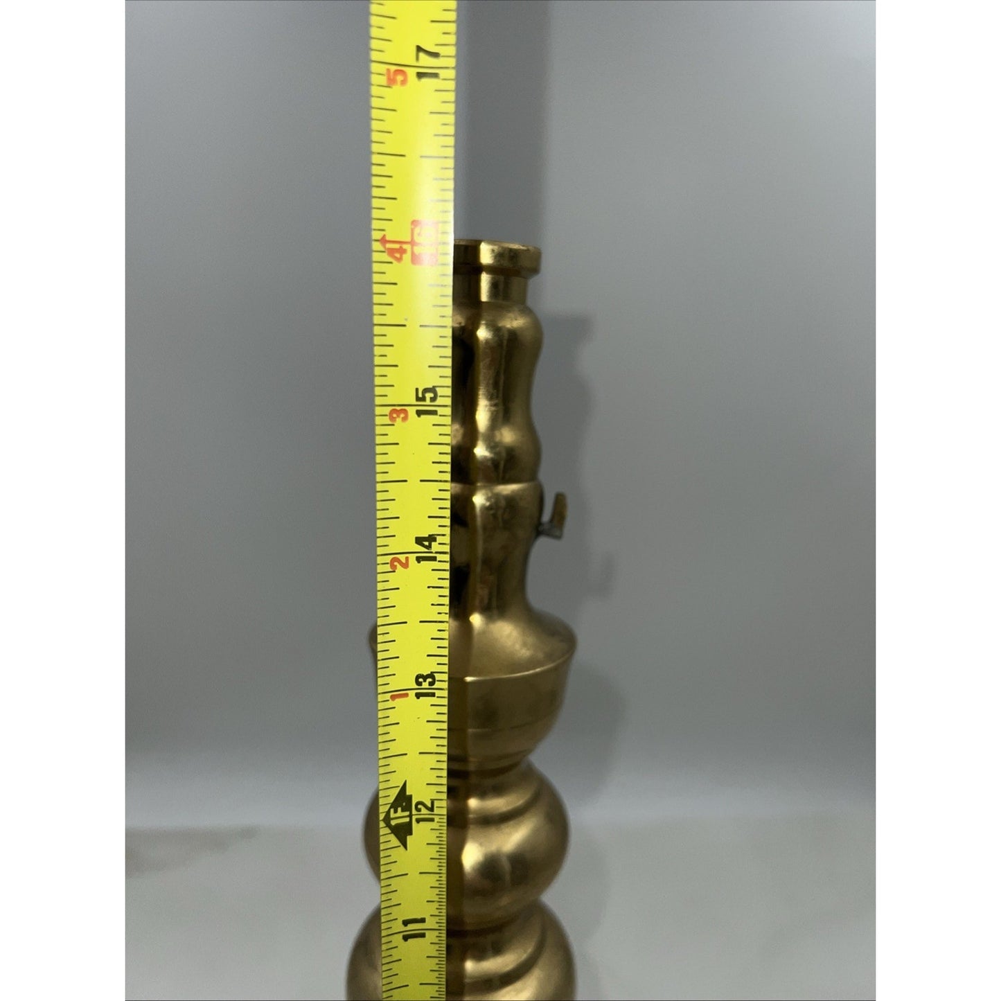 Vintage Brass Candlestick Holder Round Turned Traditional Japan 16"