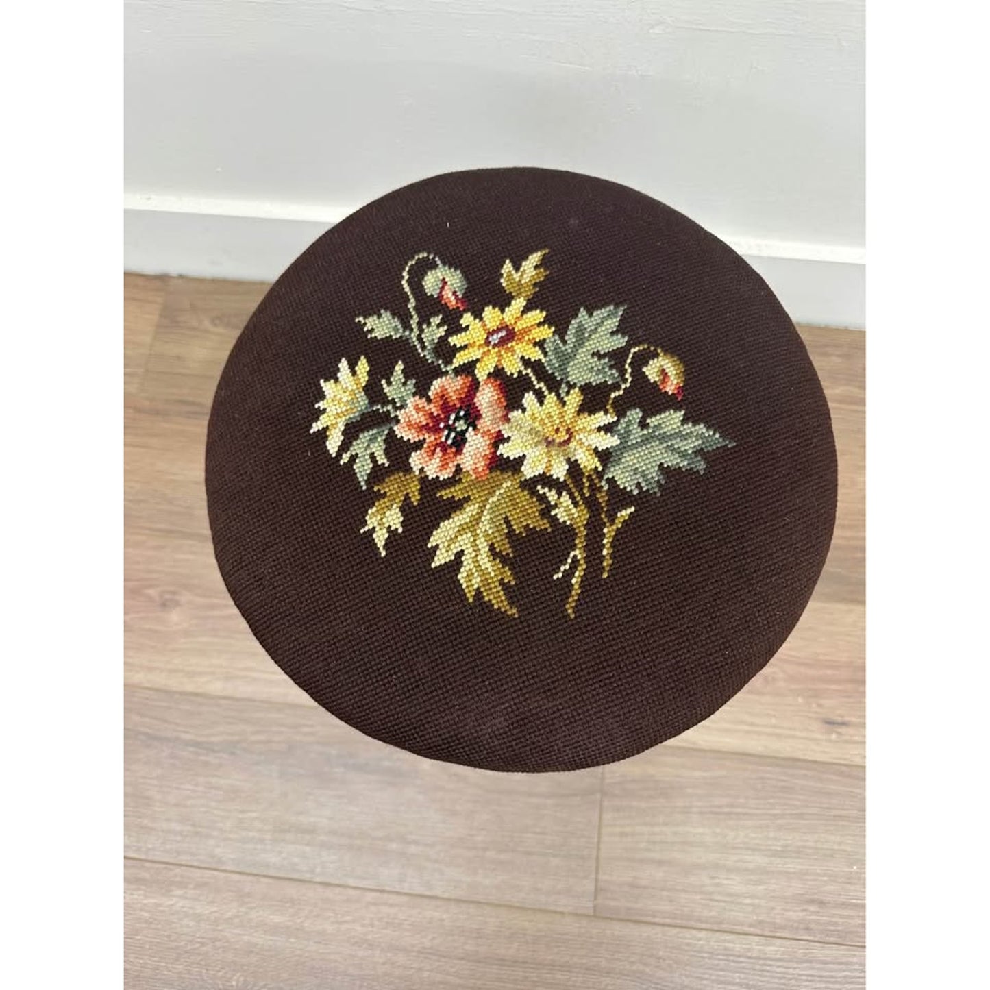 Solid Walnut Piano Stool Late 19th Century Needlepoint