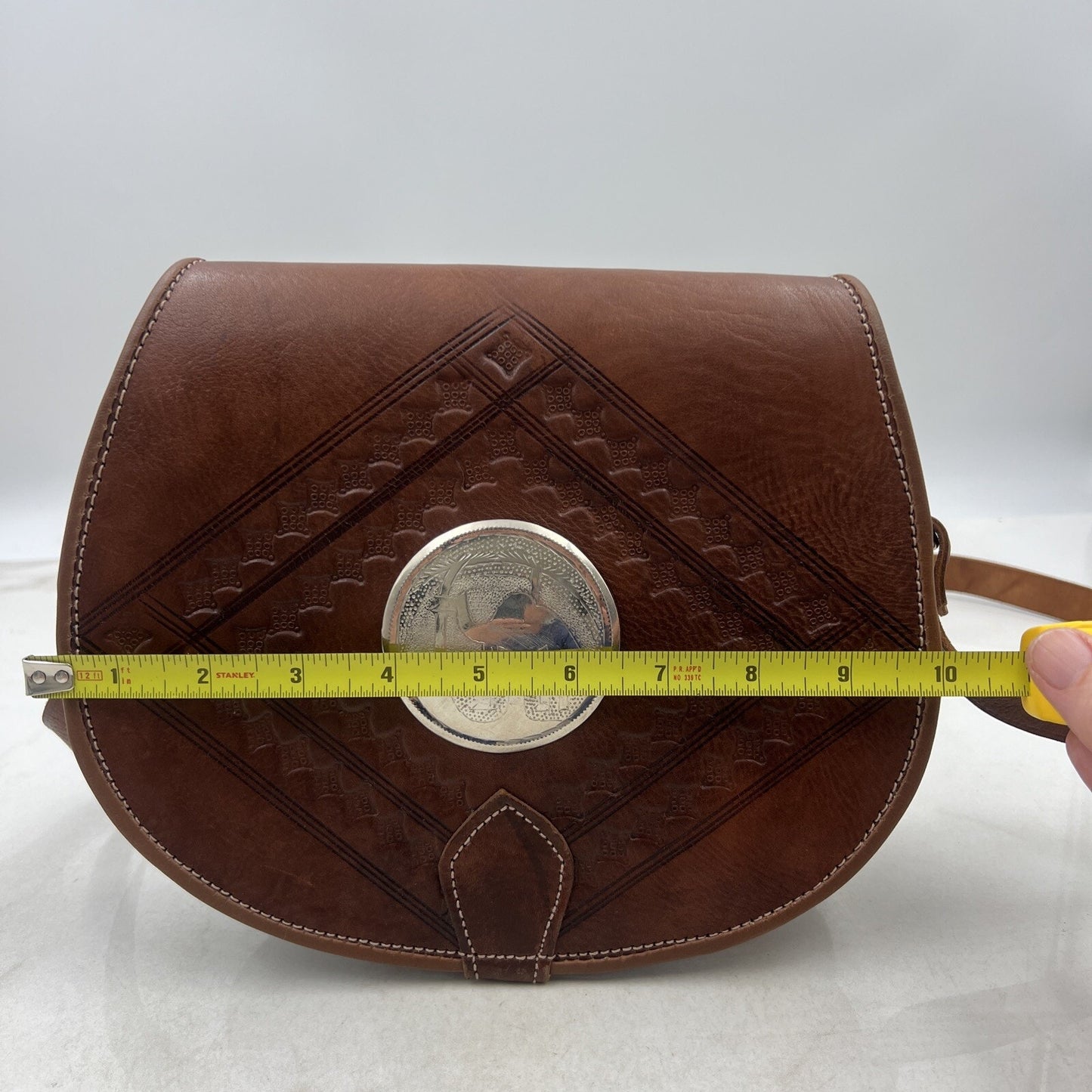 VTG Saddlebag Purse Women’s Brown Tooled Leather Camel Shoulder Bag