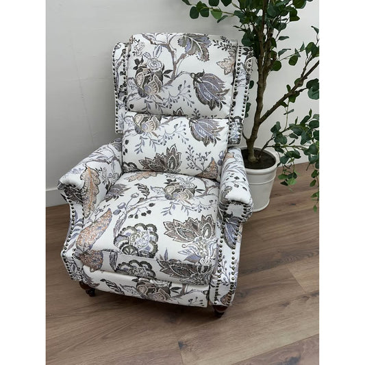 Rosalie Manual Recliner-Floral Paisley Arm Chair Nail Head Trim New Karat Home
