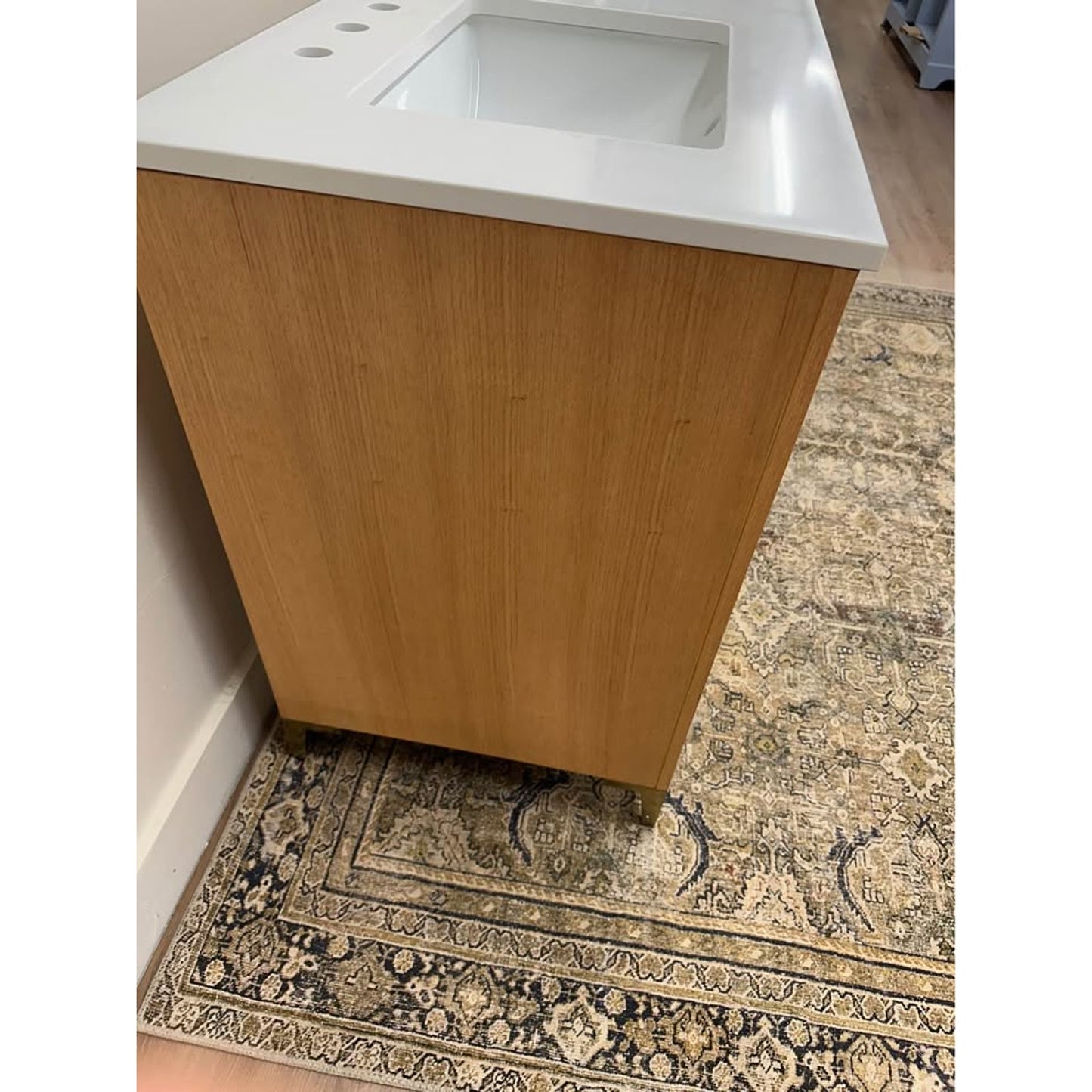 Turlington 60 In. Oak Bath Vanity Set White Quartz Vanity Top White Undermount Basin Ancerre