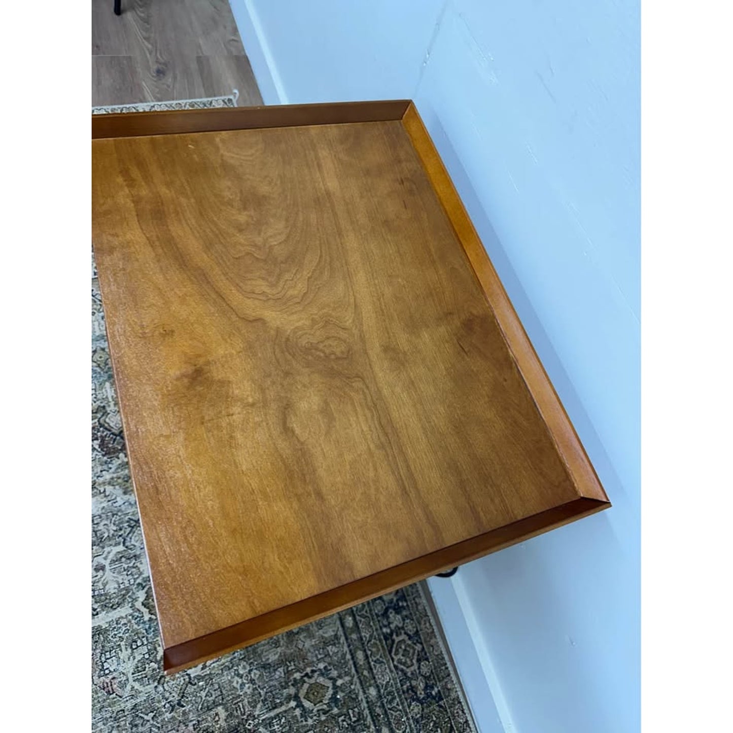 Florrie 3 Drawer Nightstand Acorn  Finish Wood MCM Style Built in Outlet