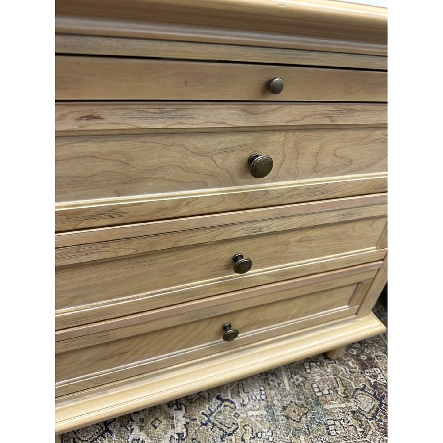 Dominic 3 Drawer Nightstands Natural Stain Built-In Outlets Wood Set of 2