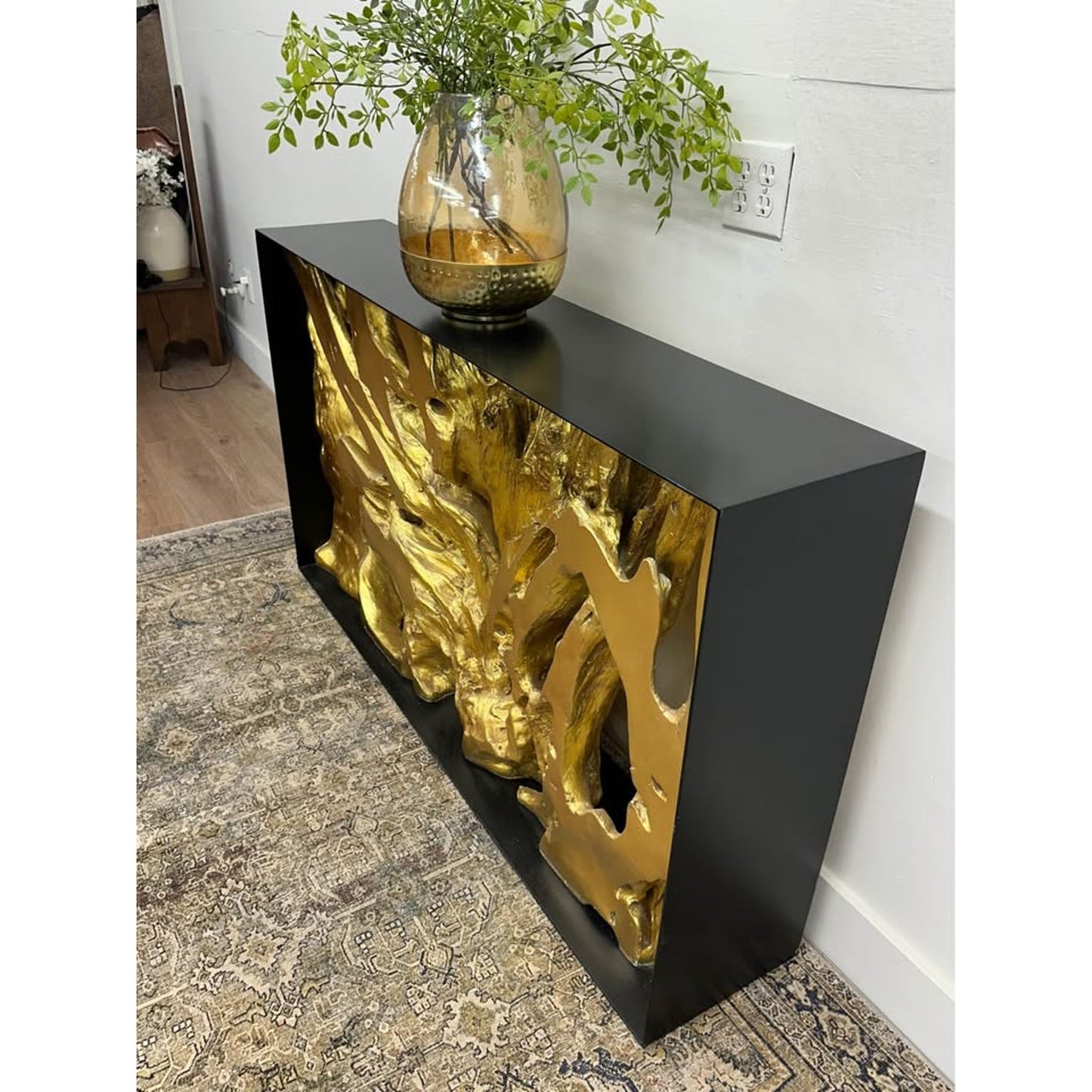 Cast Root Console Table, Iron Frame, Resin Gold Leaf Phillips Collection
