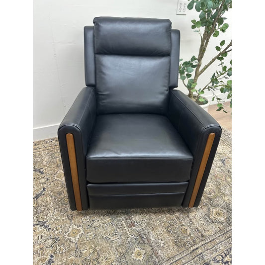 Jaime Genuine Leather Power Recliner-BLACK Wood Trim