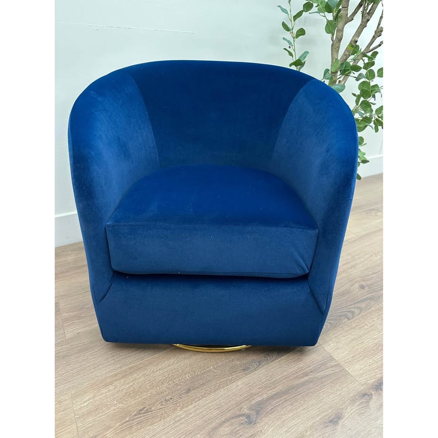 Amarante Swivel Chair-NAVY Velvet Metal Gold Base
