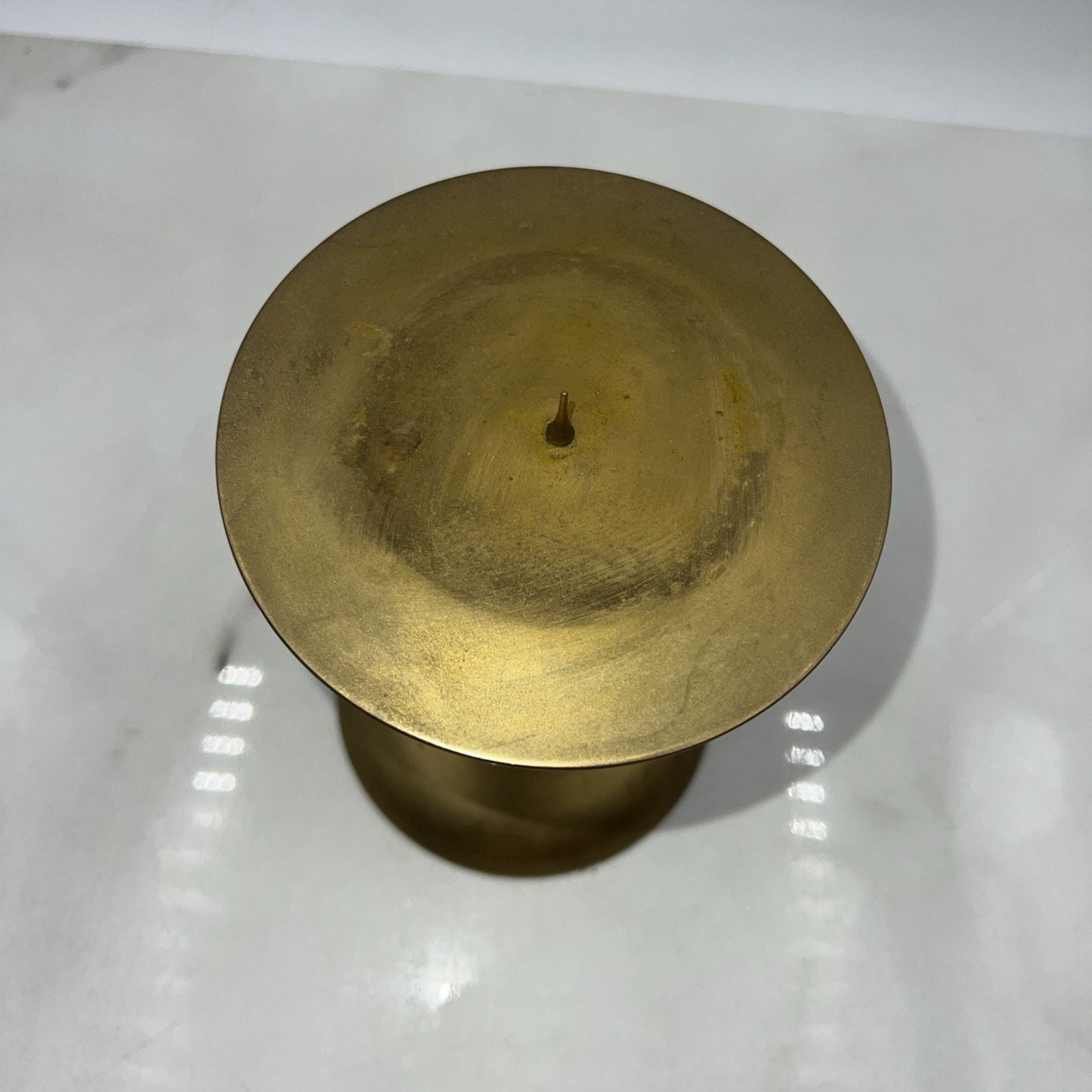 Vintage Brass Candle Holder Metal Ball Stem 6.5" Tall India Pillar