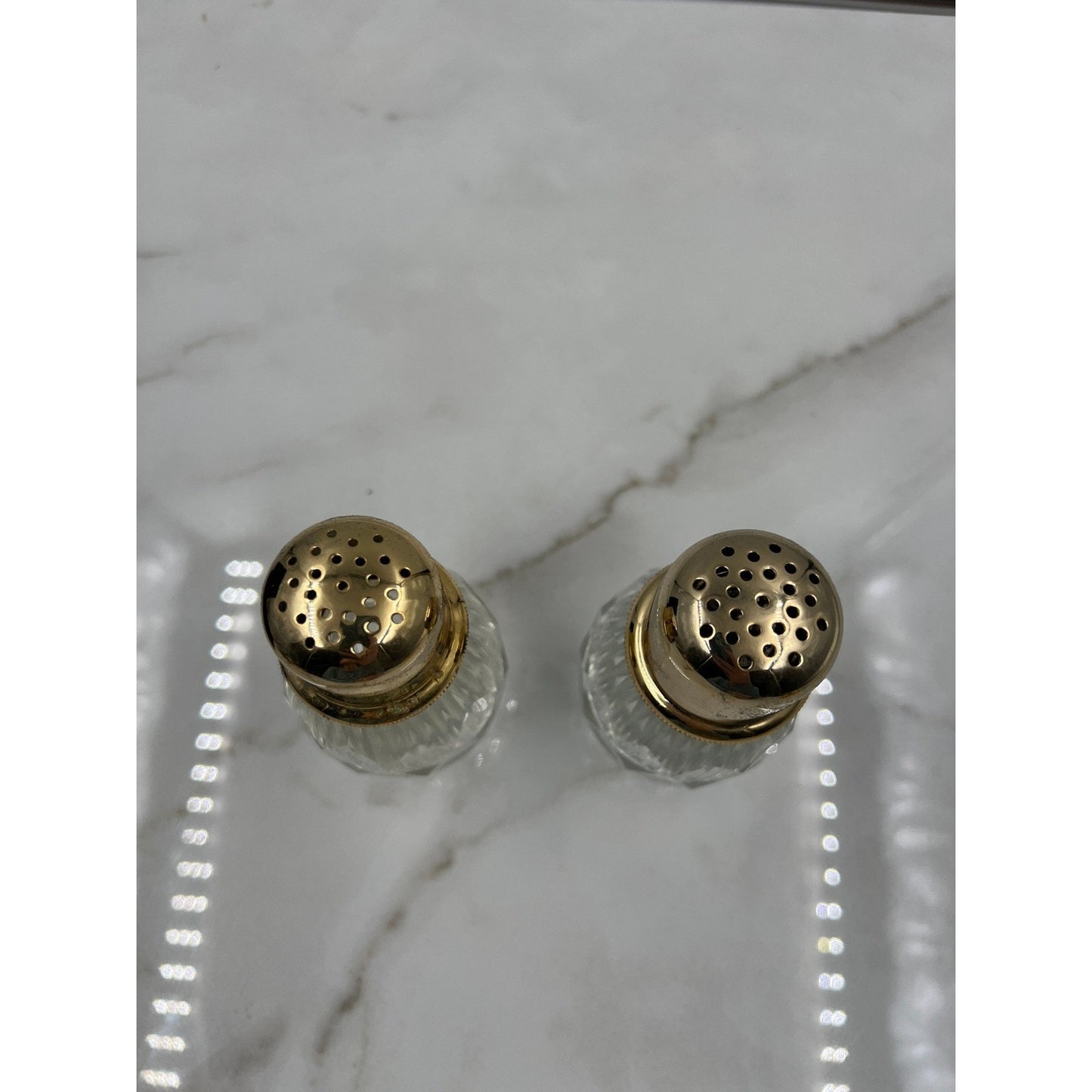 VTG Post House Hand Cut Leaded Crystal Pepper Mill and Shaker Set