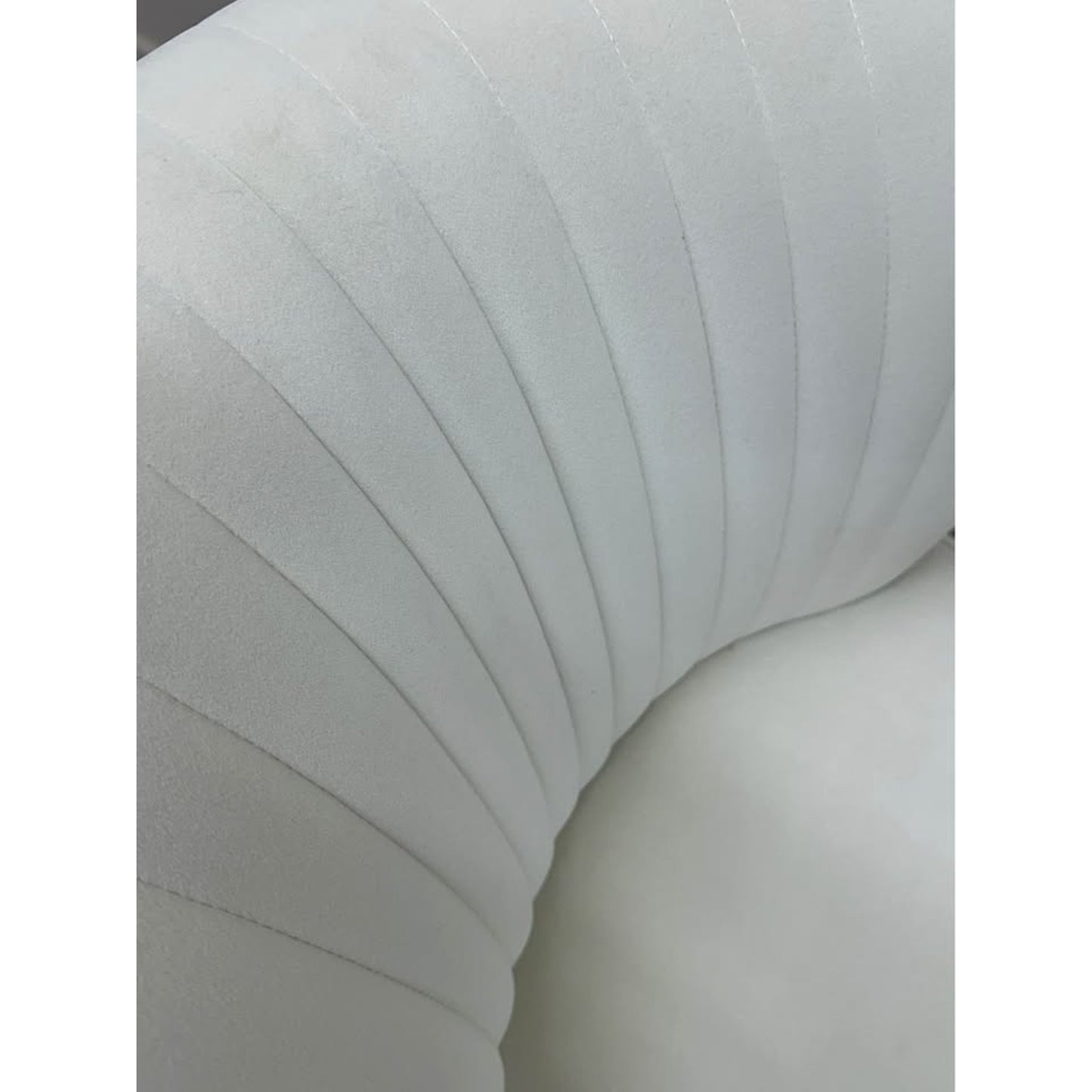 Donata Barrel Chair IVORY Upholstered Scalloped Back Velvet Gold Legs Side Chair