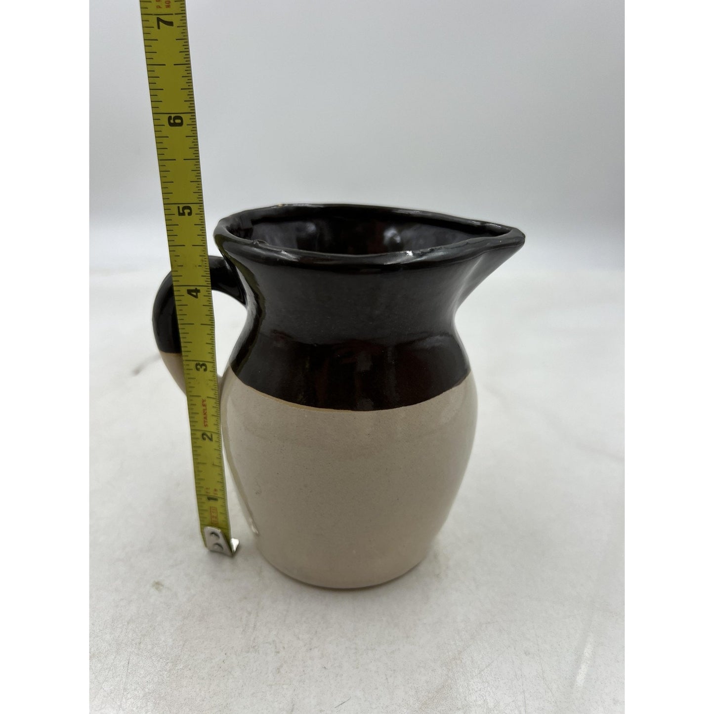 Vintage Stoneware Pottery Creamer Pitcher 4.75" Hand Thrown Rustic Glaze