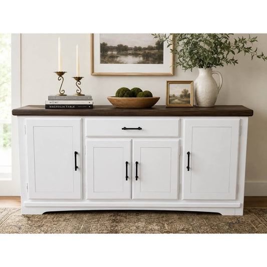 White Sideboard Buffet Cabinet with Storage Farmhouse Buffet Table w/Drawers