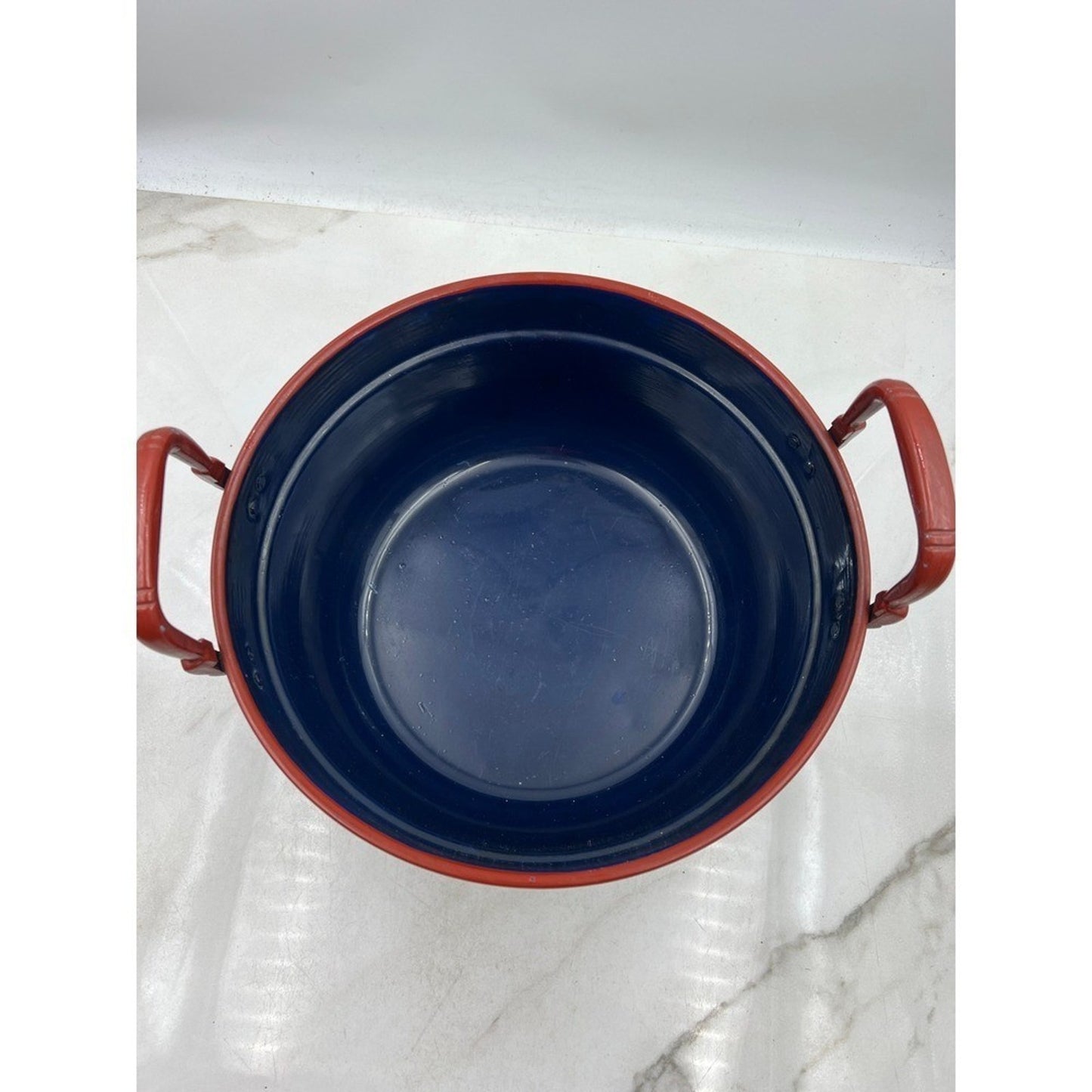 Vintage Ethan Allen Metal Italy Hand Painted Blue Red Brown Grandmillenial