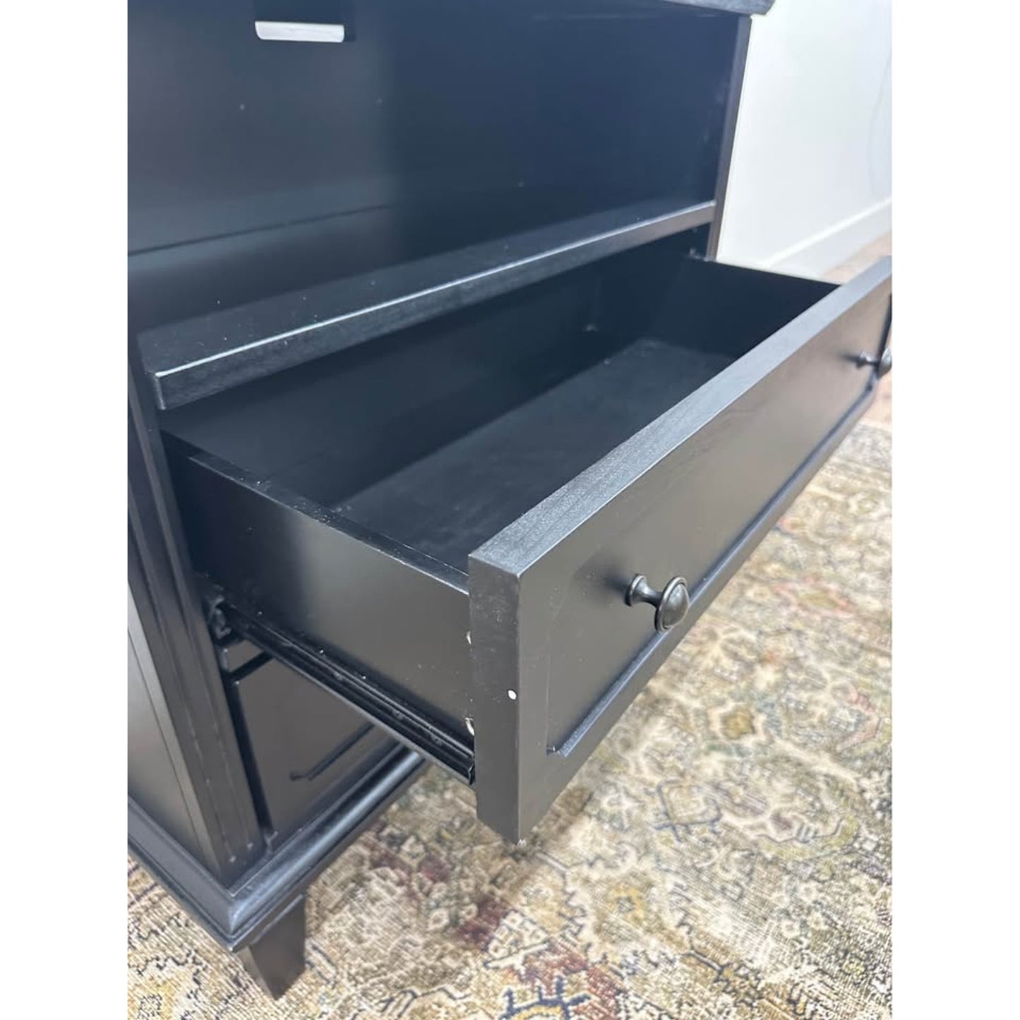 Davide 2 Drawer Nightstand Solid Wood End Table Chest Black Kona W/Charging Station