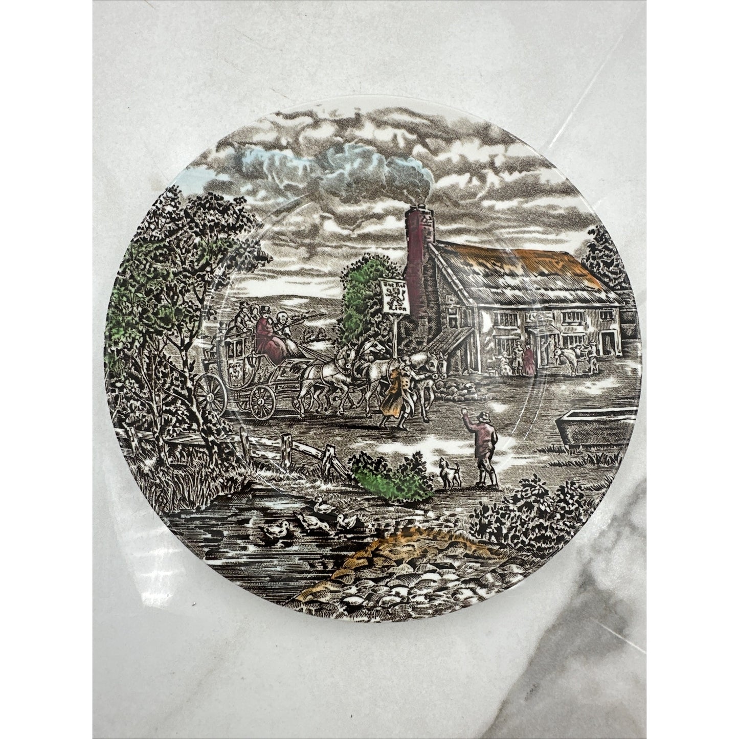 WOOD & SONS Ironstone Plate Dessert 8” The Post House English England Brown