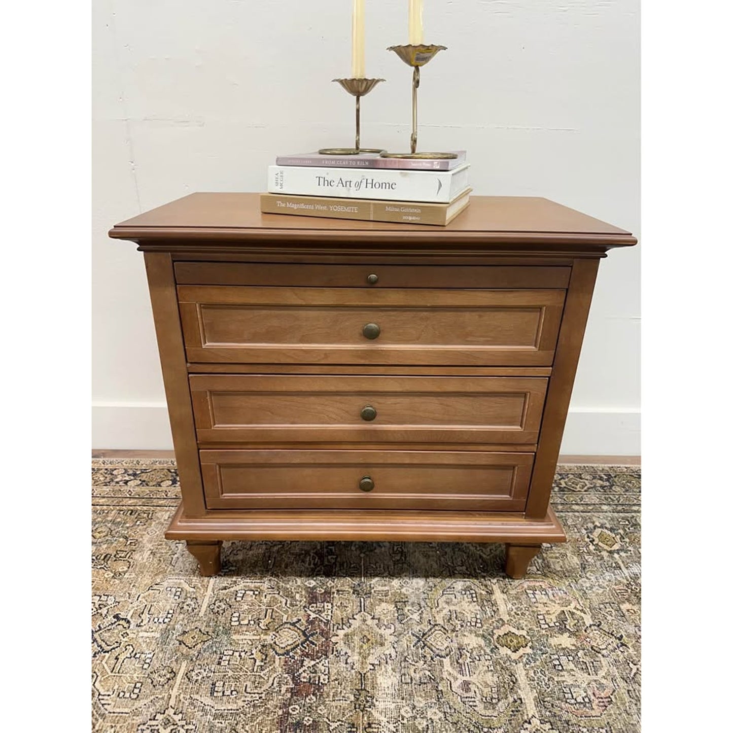 Dominic 3 Drawer Nightstand Seadrift Stain Built-In Outlets Wood