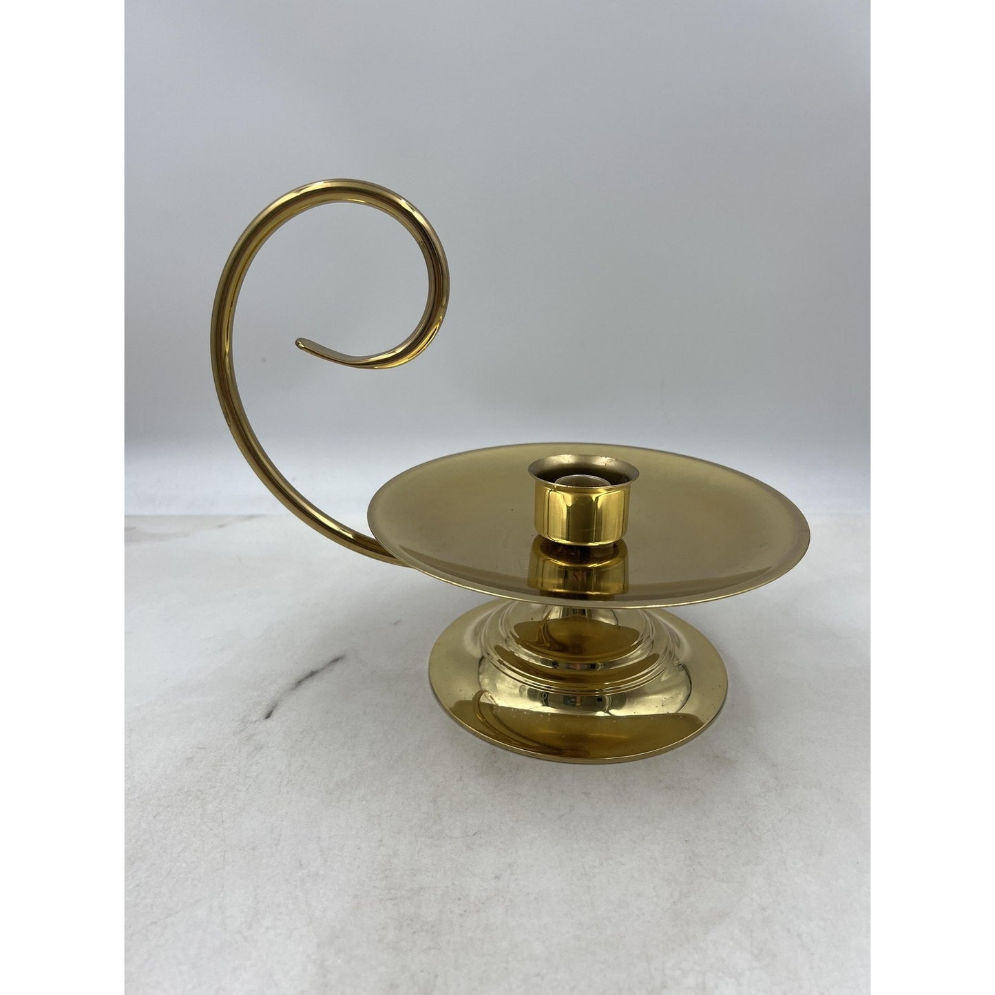 Vintage Baldwin Brass Chamberstick Candle Holder Forged in America Swirl Handle