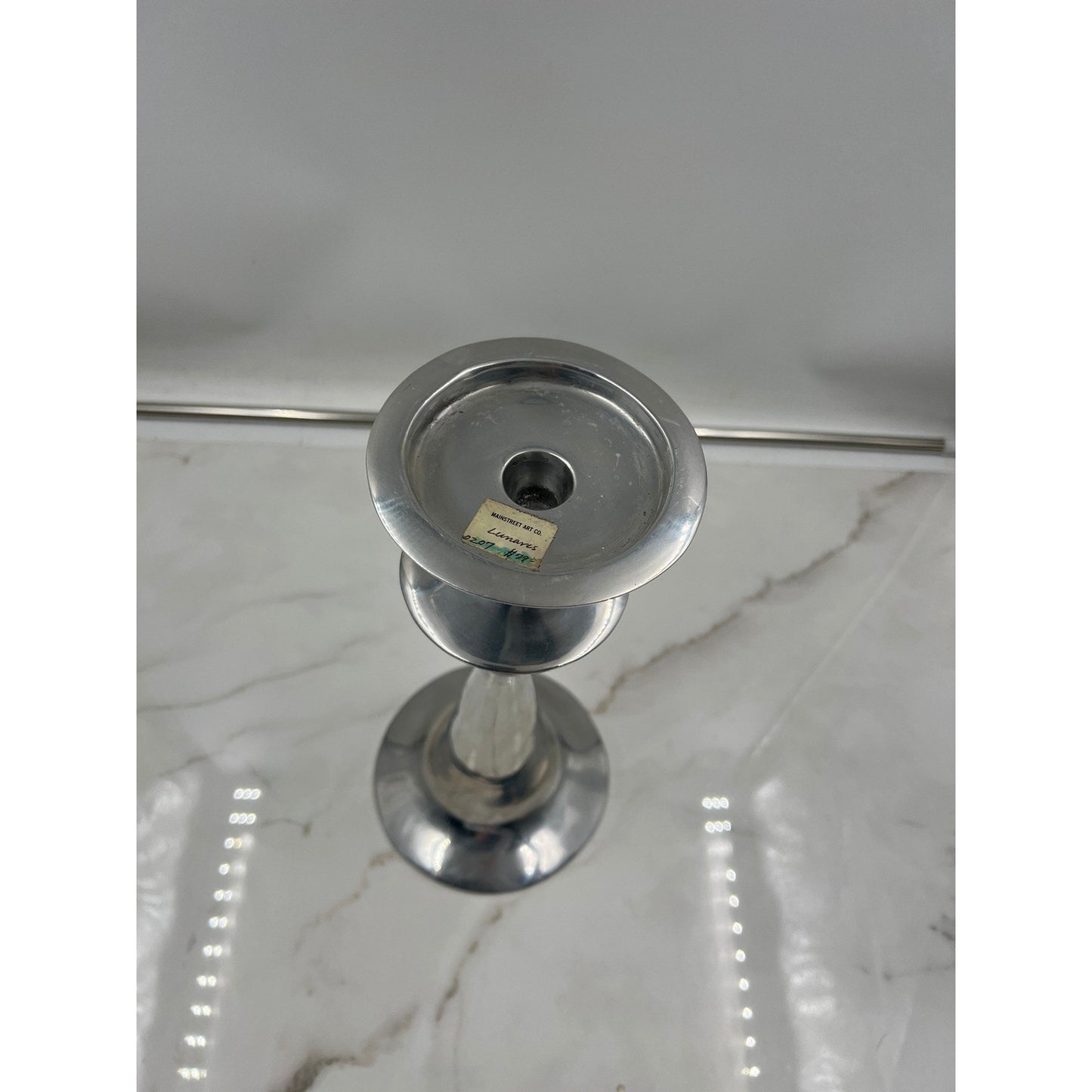 Lunares San Francisco Polished Aluminum Candlestick Holder MCM Sculptural 12in