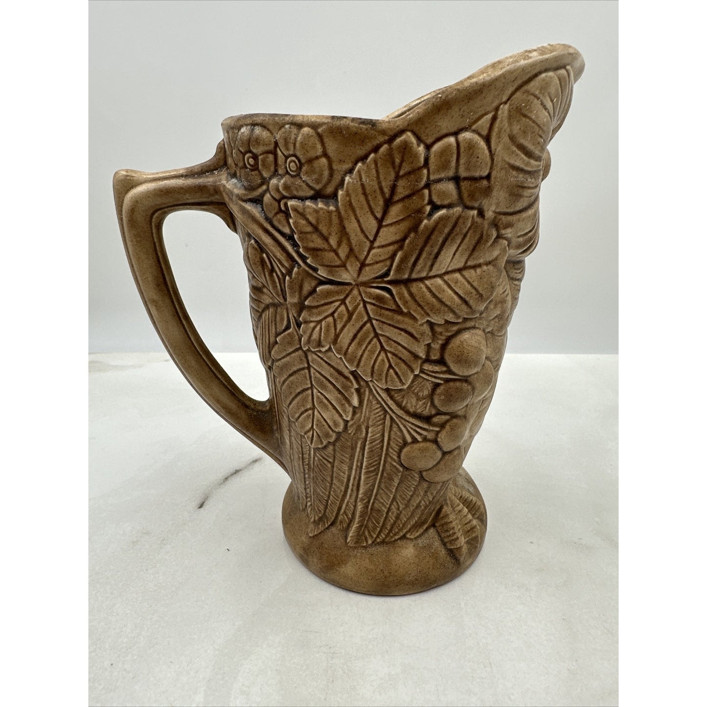 Vintage Ceramic Pitcher Jug Brown Owl 8.5” Tall MCM Vase