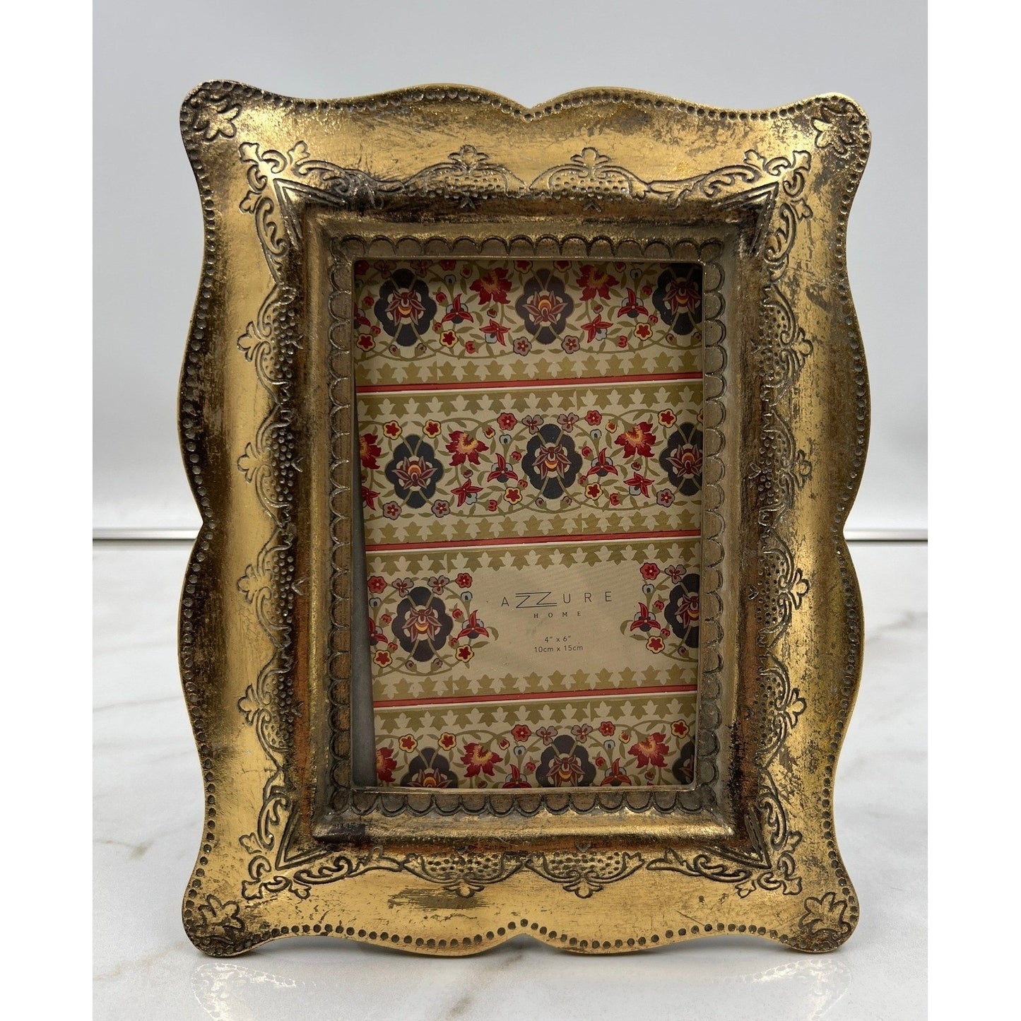 AZZURE HOME Gold Ornate Scroll Photo Frame 4x6 Tabletop Display