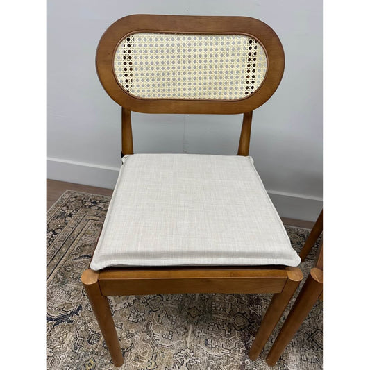 Konstantin Rattan Cane Back Dining Chairs Kitchen Chairs Set of 2 with Cushions -Brown New