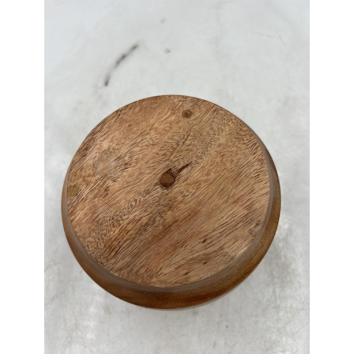 Handmade Wood Lidded Trinket Box Container Multi-Tone Carved Decorative Storage