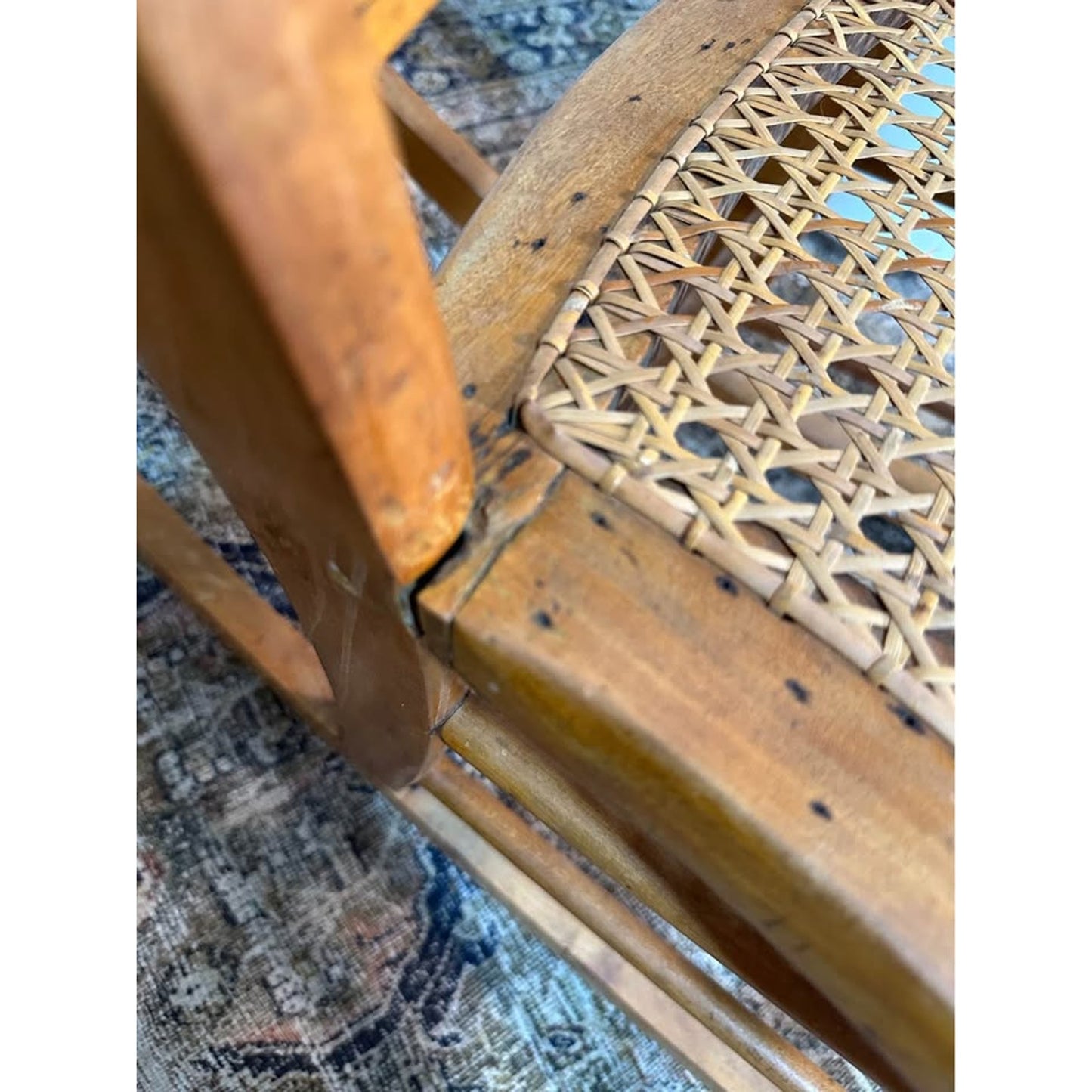 VTG Victorian Style Walnut With Cane Seat and Back Rocker Chairs Set of 2