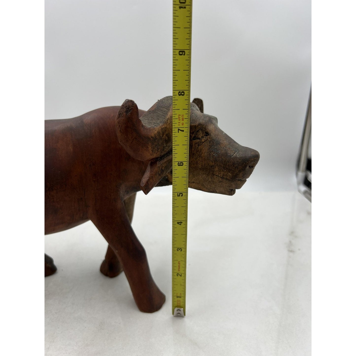 Vintage Hand Carved Wood Water Buffalo Sculpture African Folk Art Figurine 13" D