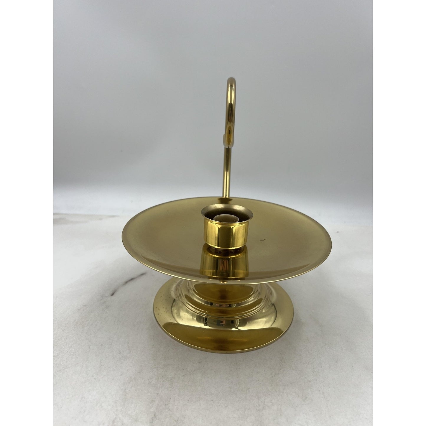 Vintage Baldwin Brass Chamberstick Candle Holder Forged in America Swirl Handle