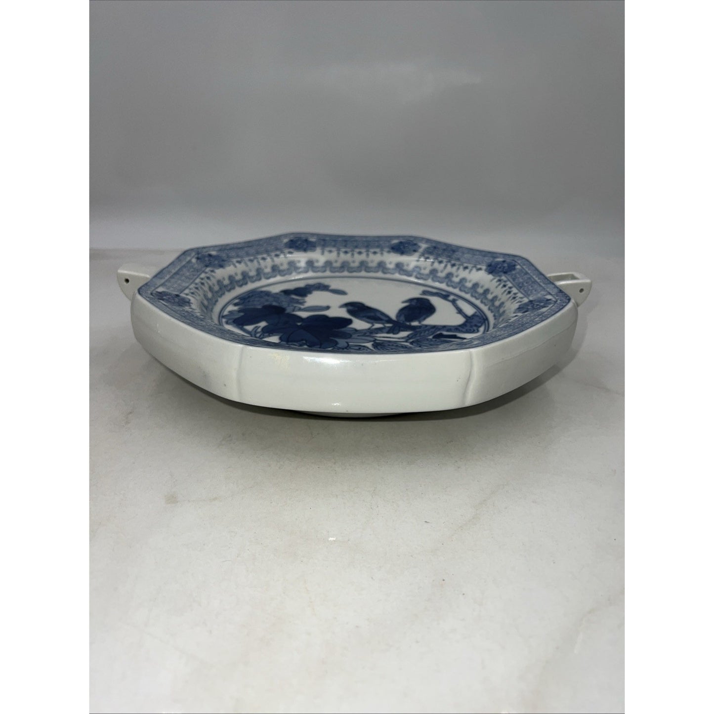 Vintage Chinese Blue & White Porcelain Warming Dish Plate Warmer Chinoissere