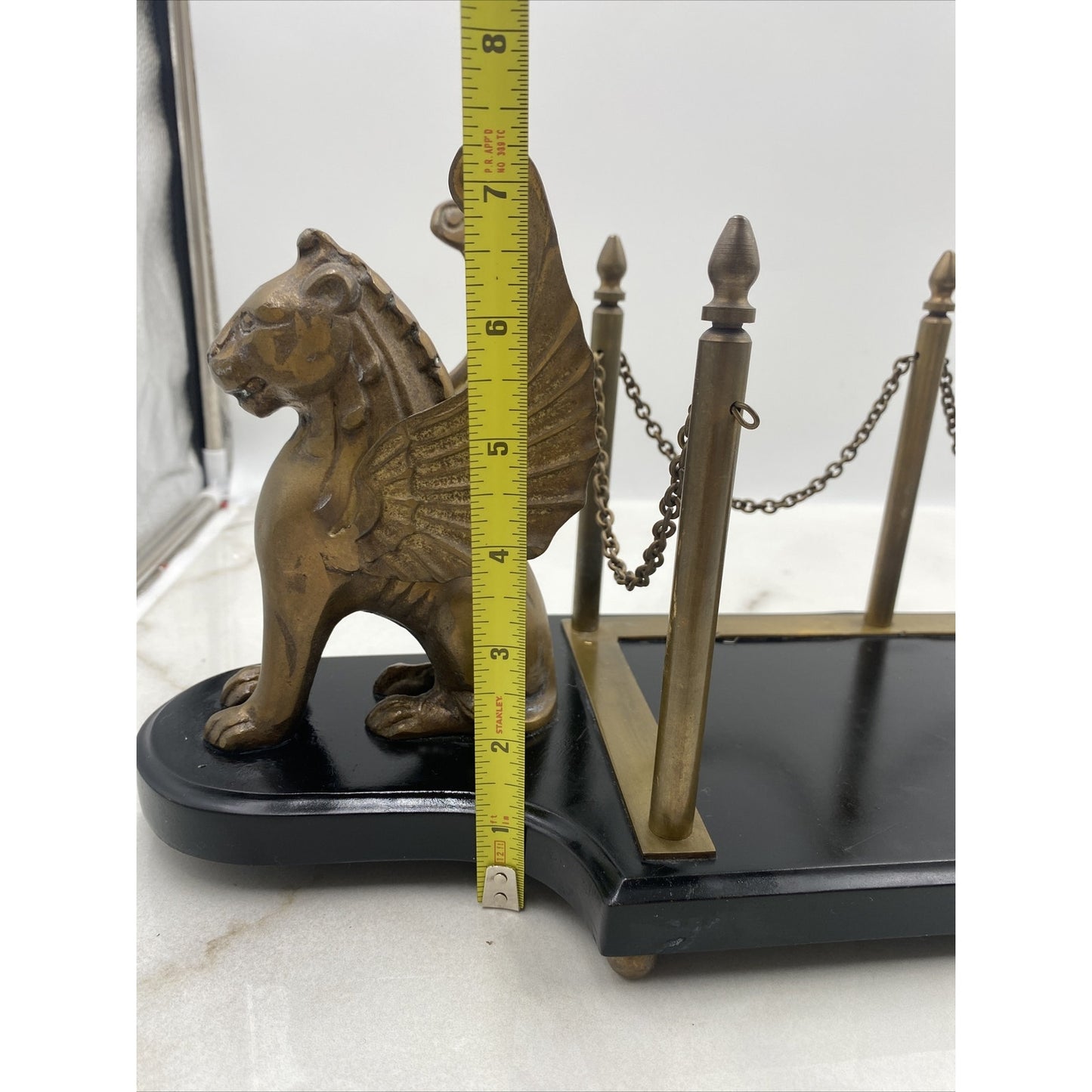 VTG Egyptian Brass Desk Book Holder Griffins Decanter Holder Stand Barware MCM