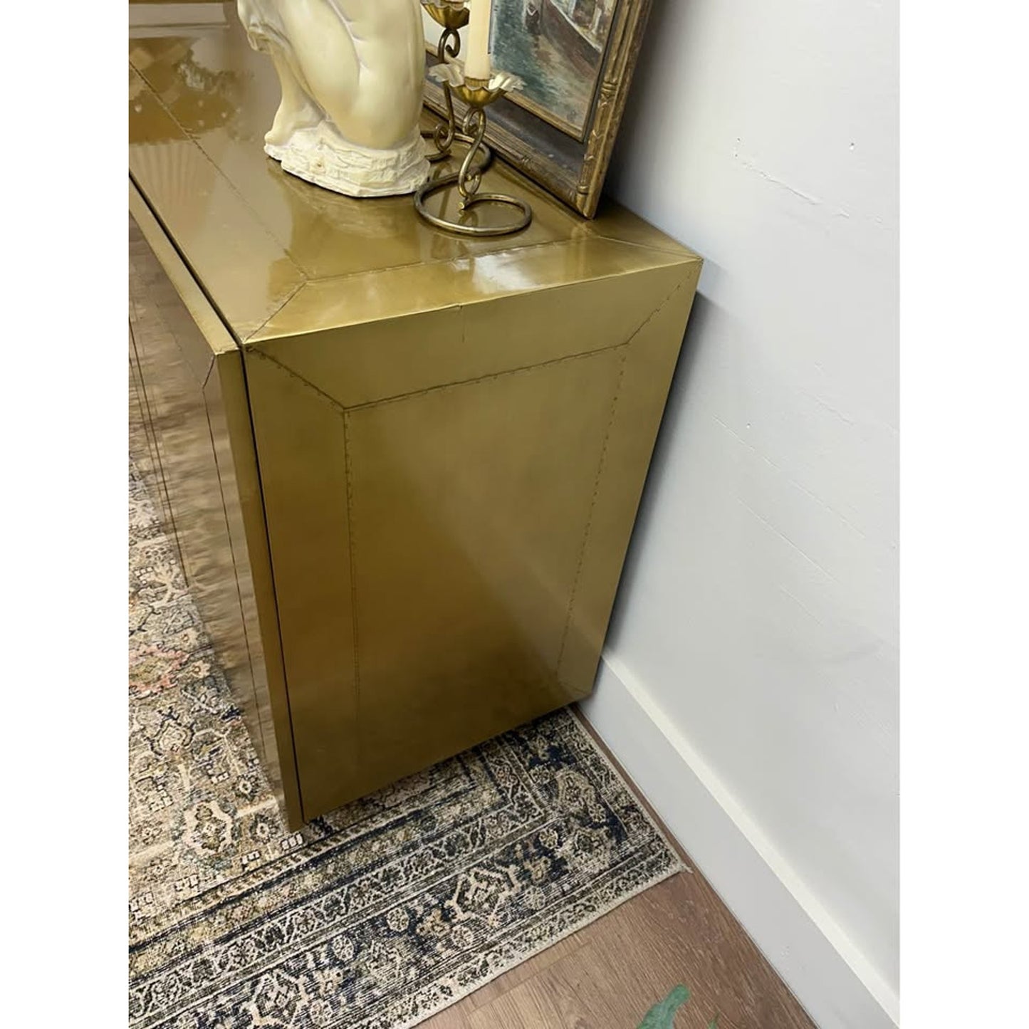 Four Hands Carlitha 72" Sideboard Gold Metal 4 Door Console Credenza Entry Buffet
