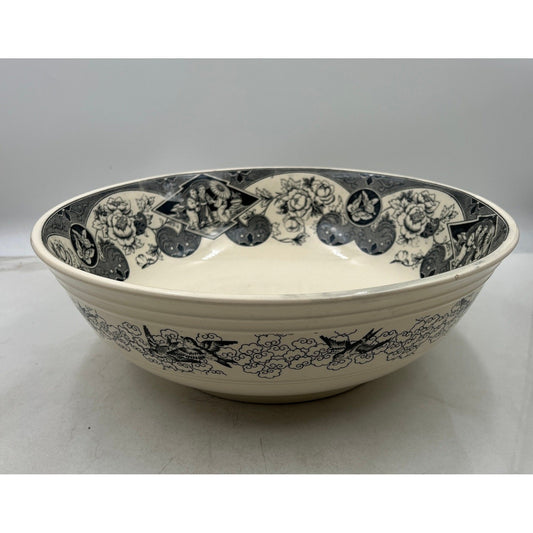 VTG Brownfield Sado Large Serving Bowl Floral Dragon Birds Ironstone