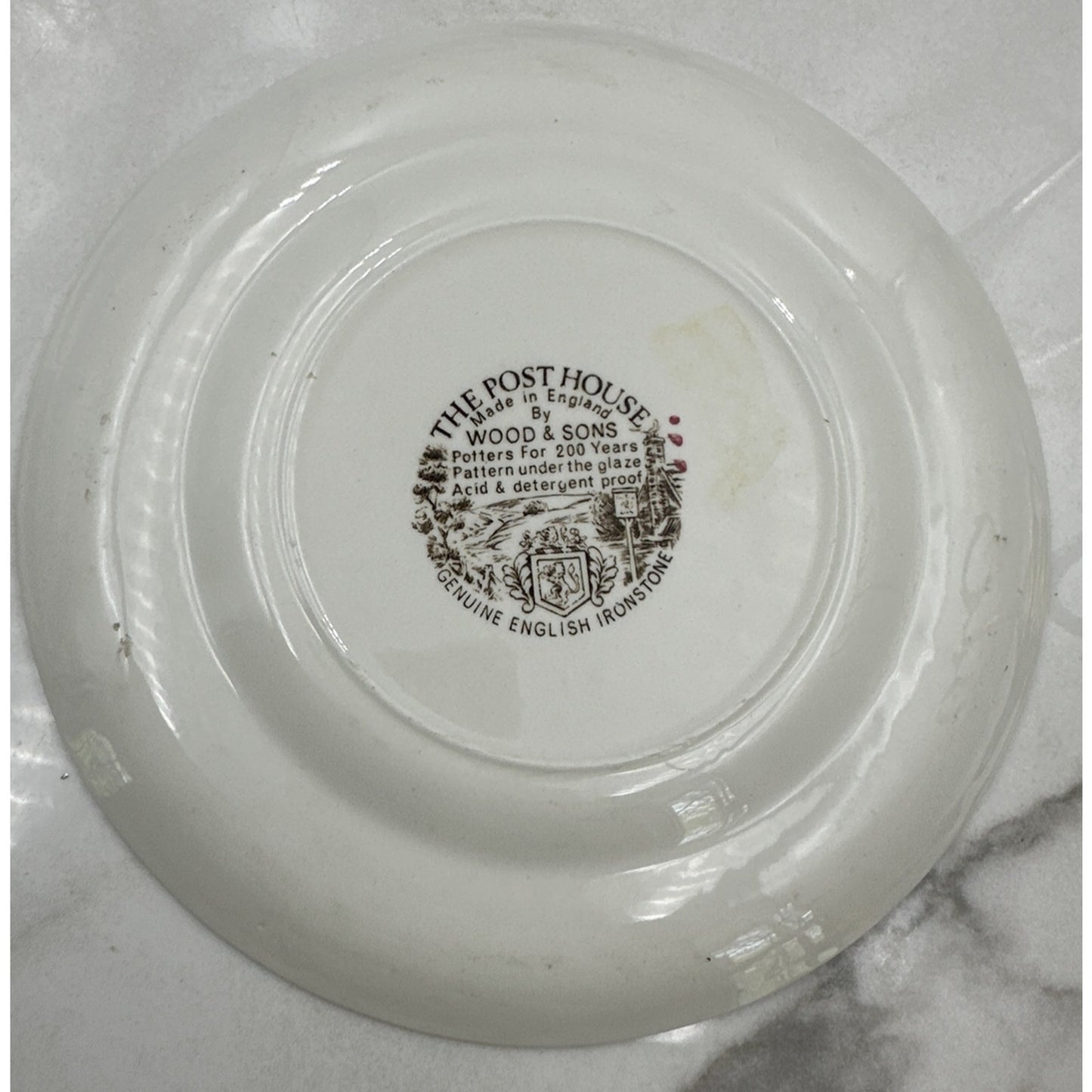 WOOD & SONS Ironstone Plate Dessert 8” The Post House English England Brown