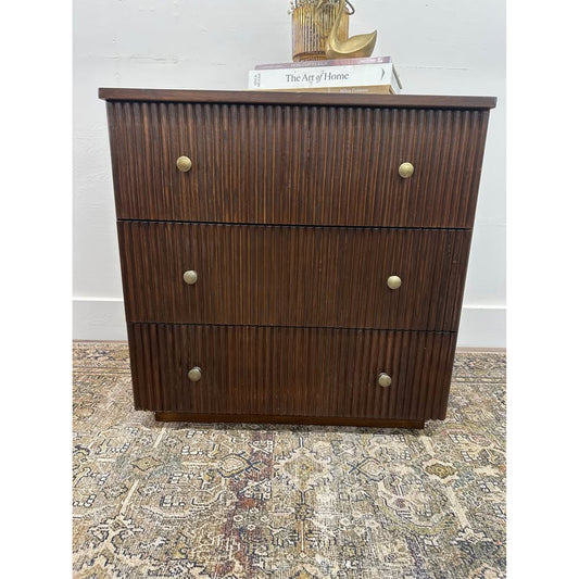 Albert 3-Drawer Nightstand End Table Wood Walnut Built In Outlet