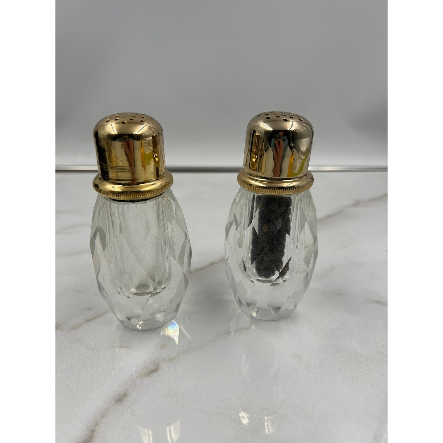 VTG Post House Hand Cut Leaded Crystal Pepper Mill and Shaker Set