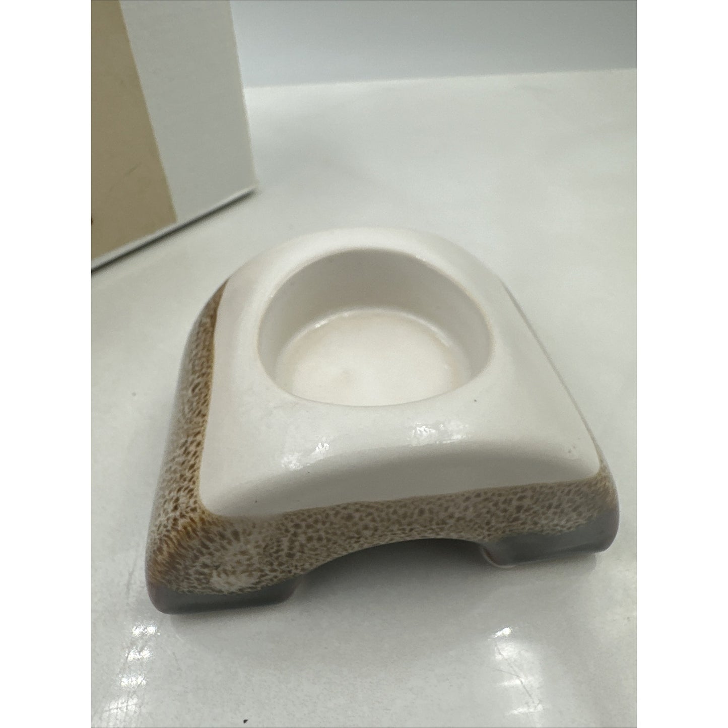 VTG Arched Candle Holders Nesting Ceramic Tealight Brown Drip Boho Set of 3