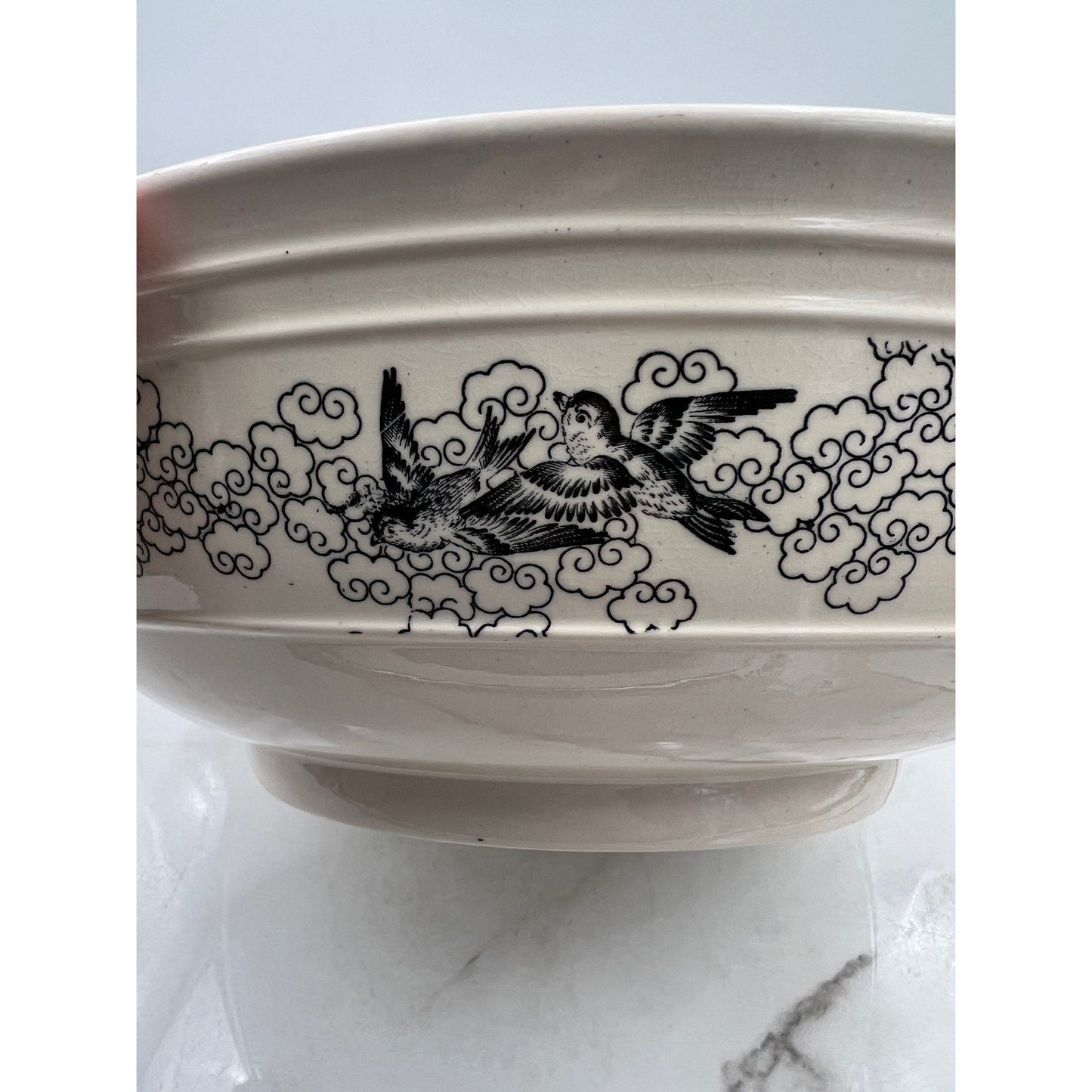 VTG Brownfield Sado Large Serving Bowl Floral Dragon Birds Ironstone