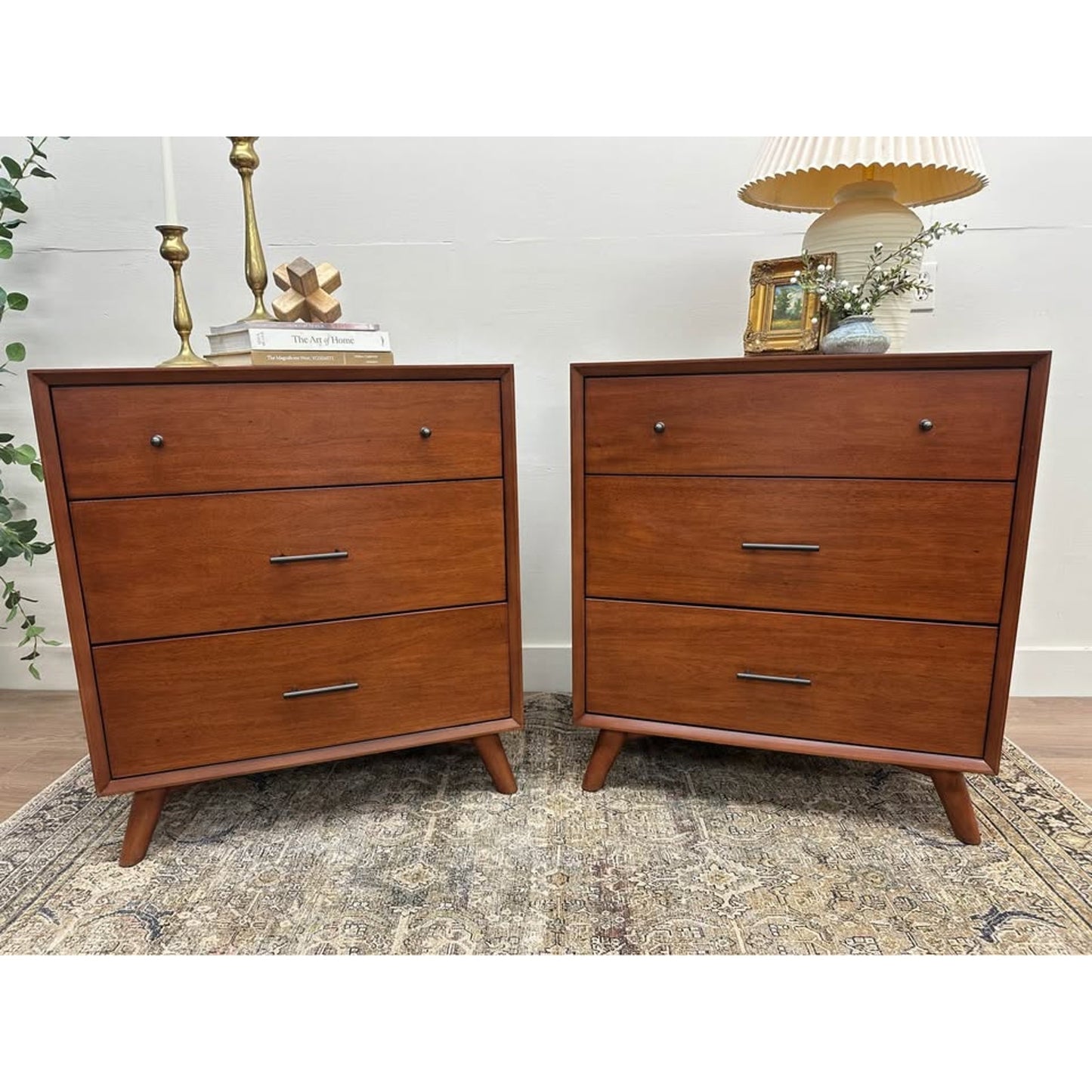 Williams 3 Drawer Chest Nightstands Oversized Chestnut Brown Wood By AllModern MCM Style