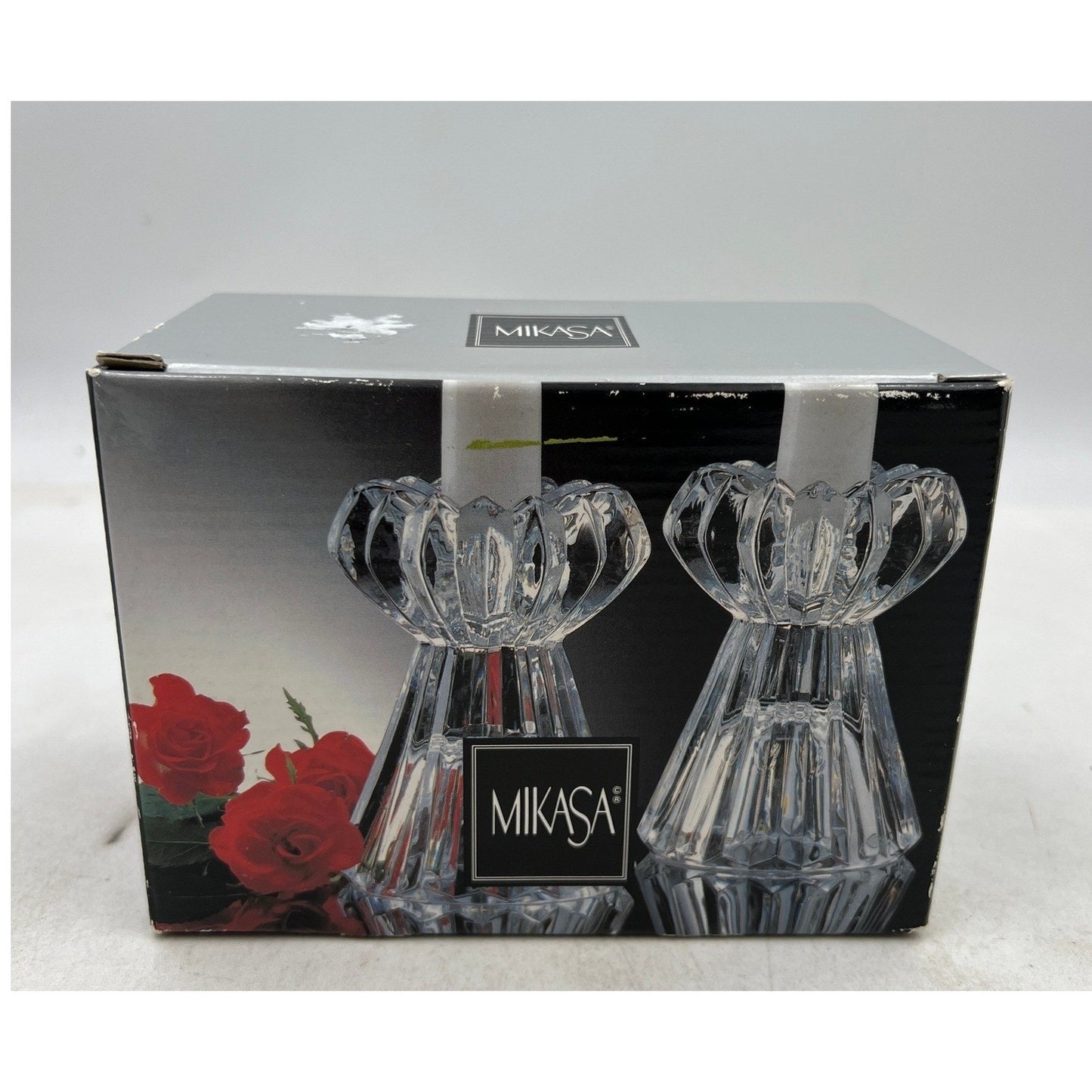 Mikasa Diamond Fire Crystal Candle Holders WY247 339 Pair Elegant