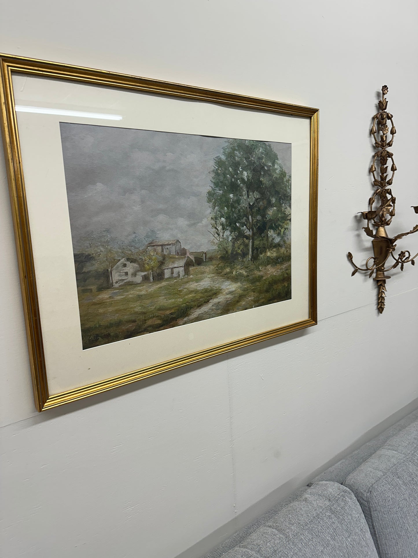 Vtg gold framed landscape scene
