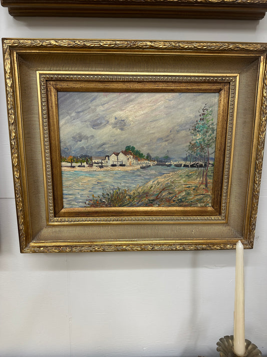 Vtg gold framed oil painting